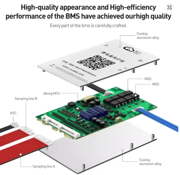 Плата BMS Jikong JK-BD4A17S4P Smart 7S-17S 40A(60A) з кнопкою активний балансир Bluetooth 