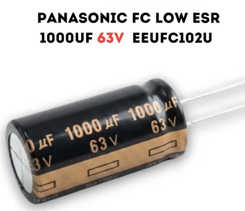 Конденсатор Panasonic FC 1000uF 63V Low ESR (EEUFC1J102) 35.5 мм