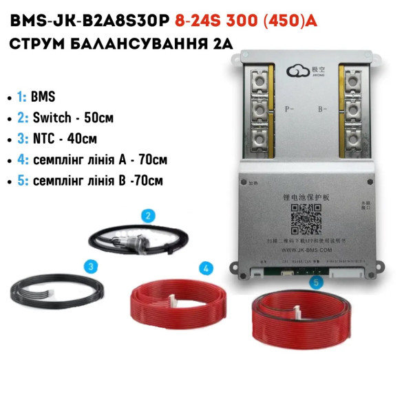 Плата Smart BMS JK-B2A8S30P 4S-8S 300A (450A)